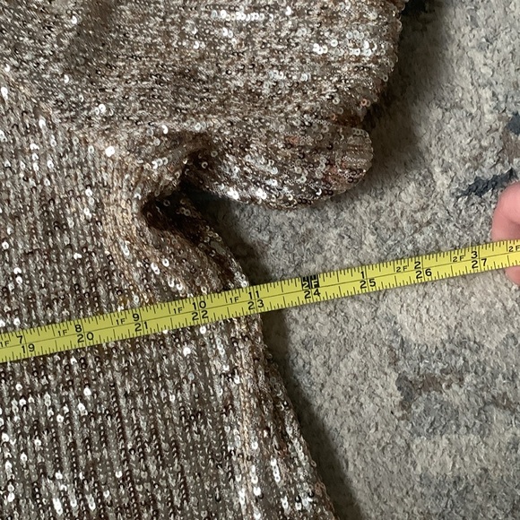 Ann Taylor gold sequin raglan‎ sleeve top  short sleeves large NWT XL holiday - Picture 10 of 14